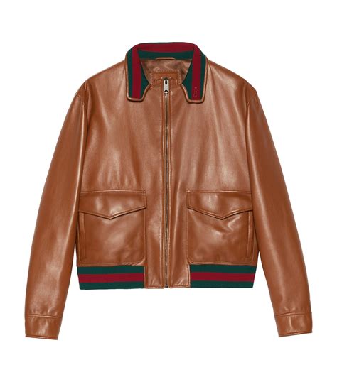 leatehr gucci jackets|Gucci bomber jacket men's.